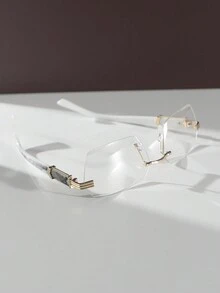 1 件装女士几何无框切割边缘欧美优雅韩版时尚个性化光学眼镜适合日常使用、度假、通勤 - 女士配饰