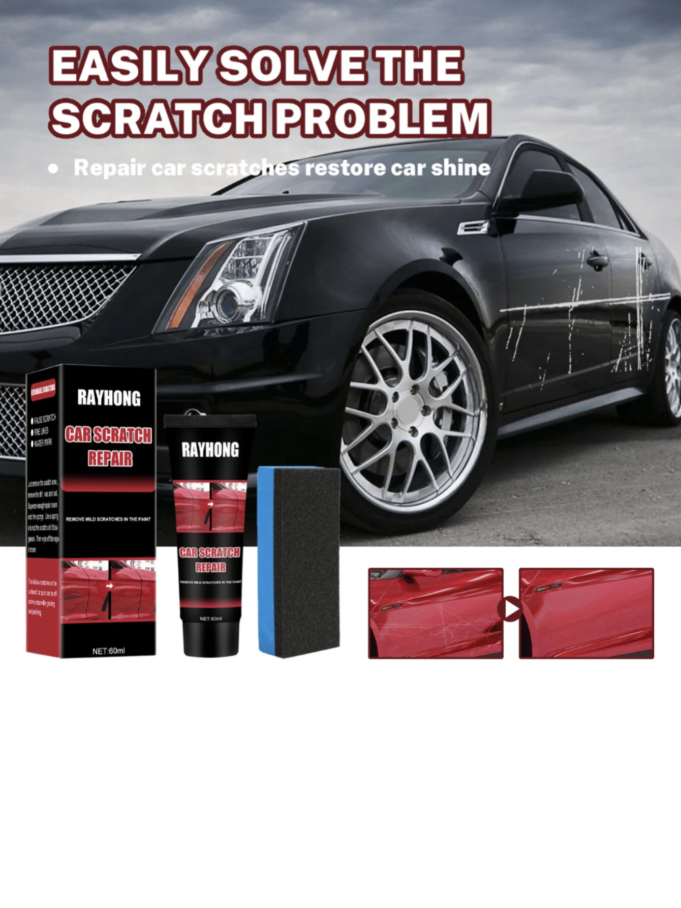 Rayhong Car Scratch Repair Wax, Scratch Remover For Cars, Beauty Maintenance Wax - Black - View 1