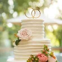 3件/6件套亚克力水晶水钻戒指，适用于婚礼蛋糕、订婚蛋糕、新娘送礼会、派对蛋糕和甜点装饰 - 金色 - 查看 2