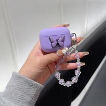 Cartoon Butterfly Hanging Chain Bluetooth Earphone Protective Case Compatible With Apple