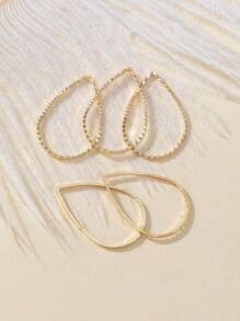 20入組時尚3d鍍銅圓形、花卉和水滴形吊墜,可製成耳環、頸鍊、頭飾和diy珠寶材料 - 金黃色 - 查看 2