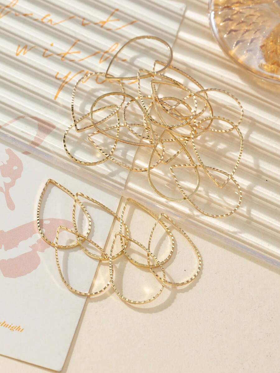 20入組時尚3d鍍銅圓形、花卉和水滴形吊墜,可製成耳環、頸鍊、頭飾和diy珠寶材料 - 金黃色 - 查看 1