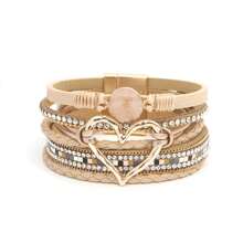 Pulsera envolvente estilo bohemio con dije en forma de corazón y cierre magnético, apta para uso diario - sin material de mosaico - regalo perfecto para Pascua, San Valentín, mamá, madre, Día de la Madre