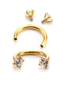 1件装防水不锈钢锆石耳钉、耳骨钉、耳环、鼻环、女士身体饰品 - 6mm - 查看 11