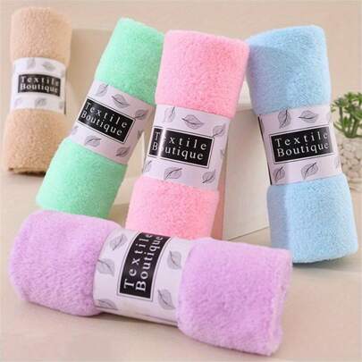 5 Colors Of High Density Coral Fleece Towel, Quick-Drying And Non-Shedding, Packaged In Paper Card And Ribbon For Gifting