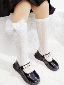 2 đôi Cô gái Tim & Laser Hoa Lưới Vớ Với Bowknot - Nhiều màu - Xem 3