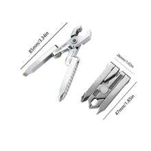 6合1多功能小型鉗子夾，可折疊攜帶的戶外EDC工具，口袋露營設備，戶外鑰匙扣螺絲刀 - 銀色 - 查看 3