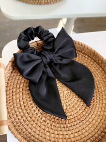 2pcs Bowknot Hair Ties With Short Streamers For Women's Ponytail Decoration Cute Valentine's Day Scrunchies Hair Ties, Casual ,Gifts Hair Accessories Head Accessories Elastic Band - Black - View 8