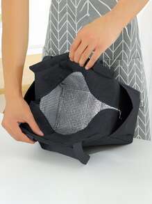 1 件全新加厚字母印花保温袋，便携式午餐盒保温袋，金色字母花朵印花保温袋，户外露营午餐袋，便携式冷冰袋，便携式食物冷却器适合工作、学校和旅行女士午餐盒袋女士学校用品配件 - 黑色 - 查看 7