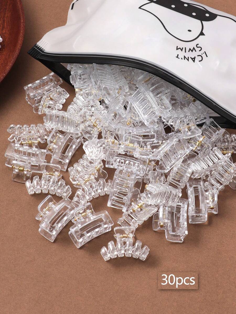 30pcs Clear White Square Wave Shape Hair Clips For Women (Packed In Bird Design Box) Hair Ties Ponytail Holders Hair Elastics Hair Rubber Bands Scrunchies Hair Rope Elastic Hair Tie, Hair Bobbles Hair Accessories Head Accessories Elastic Band - Multicolor - View 1
