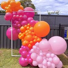 139 sztuk różowy, pomarańczowy, brzoskwiniowy, złoty, zestaw łuków balonowych z folii, lateksowe balony imprezowe odpowiednie na baby shower, urodziny, wesele, tęczę, dekoracje imprezowe