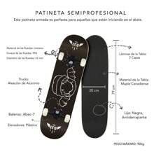 Semi-Professional Skateboard Skateboard 7 Layers Maple Barderos C R O - Black and White - View 3