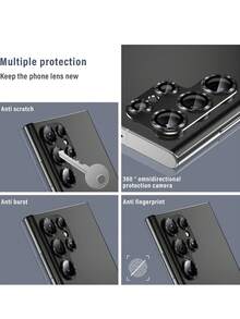 1入組全覆蓋抗刮耐磨高清相機鏡頭保護膜，適用於三星 Galaxy S22/S22+/S22 Ultra/23/S23+/S23 Ultra/S24/S24+/S24 Ultra - 黑色 - 查看 3