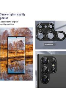 1入組全覆蓋抗刮耐磨高清相機鏡頭保護膜，適用於三星 Galaxy S22/S22+/S22 Ultra/23/S23+/S23 Ultra/S24/S24+/S24 Ultra - 黑色 - 查看 6