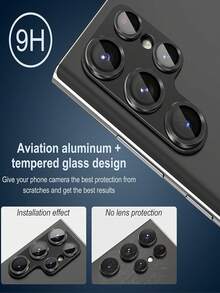 1入組全覆蓋抗刮耐磨高清相機鏡頭保護膜，適用於三星 Galaxy S22/S22+/S22 Ultra/23/S23+/S23 Ultra/S24/S24+/S24 Ultra - 黑色 - 查看 5