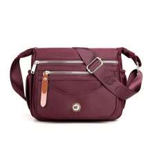 1个女士多层单肩包，大容量防水尼龙斜挎包，女士休闲手机袋