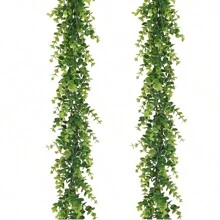 1 pièce/2 pièces/3 pièces, 70,86 pouces/5,9 pieds Décoration de maison Vignes de table artificielles, Couronne de fleurs d'eucalyptus vert avec feuilles d'eucalyptus dollar d'argent et couronne de fleurs de souffle de bébé. Fleurs et vignes artificielles en plastique. Saint-Valentin, Cadeau