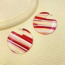1對紅色環形耳環,適合女性日常佩戴 - 彩色 - 查看 1