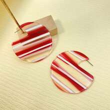 1對紅色環形耳環,適合女性日常佩戴 - 彩色 - 查看 2