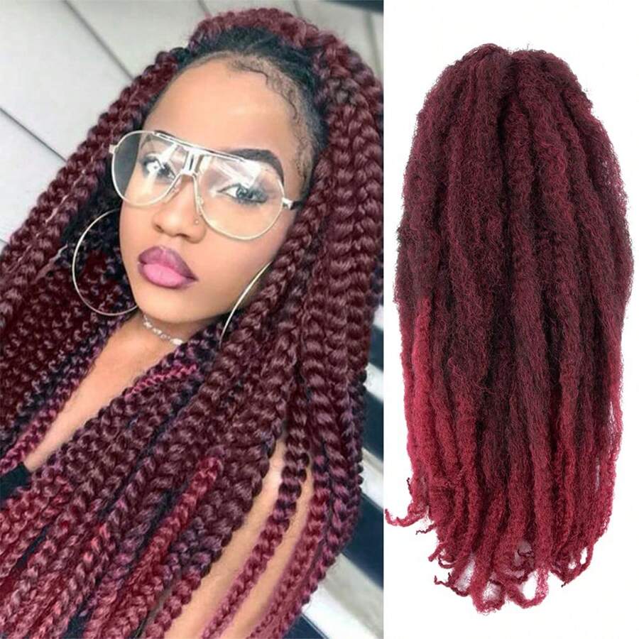 6 gói Tóc Đối với Xoắn 18 Inch Dài Afro   Lập dị Bím tóc Tóc Sợi tổng hợp Chất xơ Bím tóc Nối tóc - Màu Đỏ Sâu - Xem 1