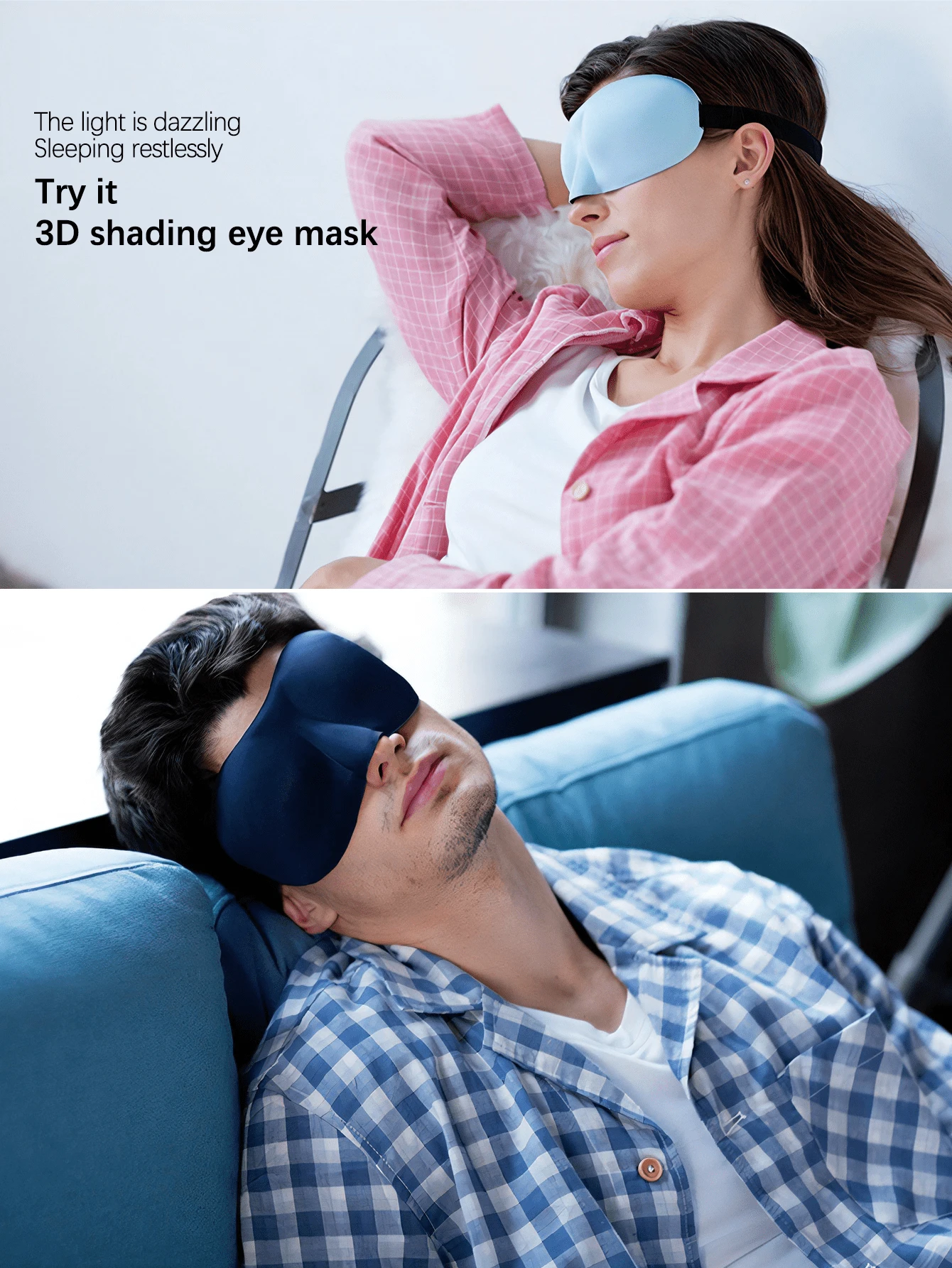Masque Pour Les Yeux Umisleep 3D Profilé Noir - Hypoallergénique Pour Un Sommeil Profond