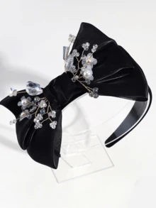 1 Miếng Trắng Thanh lịch Pha lê Nơ Vòng tóc Đối với phụ nữ , Thích hợp Đối với Hằng ngày , Buổi tiệc Và Lễ hội Mặc - màu đen - Xem 1