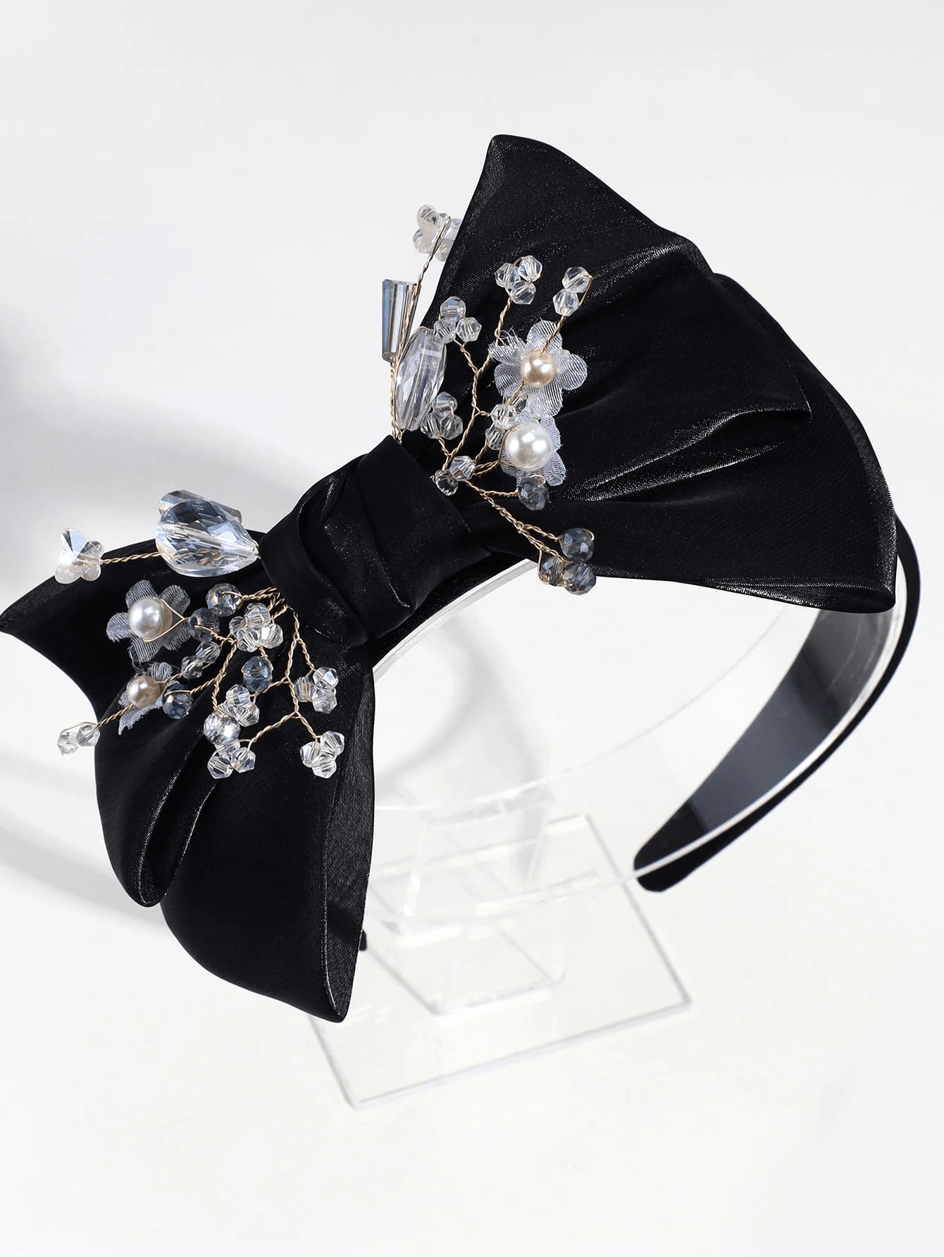 1 Miếng Trắng Thanh lịch Pha lê Nơ Vòng tóc Đối với phụ nữ , Thích hợp Đối với Hằng ngày , Buổi tiệc Và Lễ hội Mặc - màu đen - Xem 1