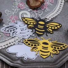 雙層蜜蜂金屬壓模,用於製作卡片,diy手工剪貼簿工藝壓板,蜜蜂壓模用於相冊 - 銀色 - 查看 1