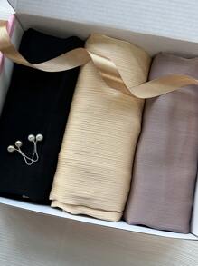 1 Box Women's Crinkled Satin Muslim Hijab With Box Packing - Multicolor - View 11