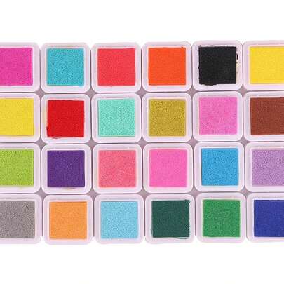 24/12 Màu sắc Vân tay Bức tranh Thuốc màu Với Ink Tấm lót DIY Bức tranh Bộ , Có thể giặt được Ink Đối với Và Vẽ