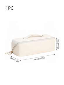 1 pieza Bolsa de almacenamiento en forma de almohada para secador de pelo, bolsa de almacenamiento portátil de PU a prueba de polvo para secador de pelo sin hojas, rizador, hierro rizador, para viajes, con compartimentos para cosméticos, útiles escolares y artículos de aseo.