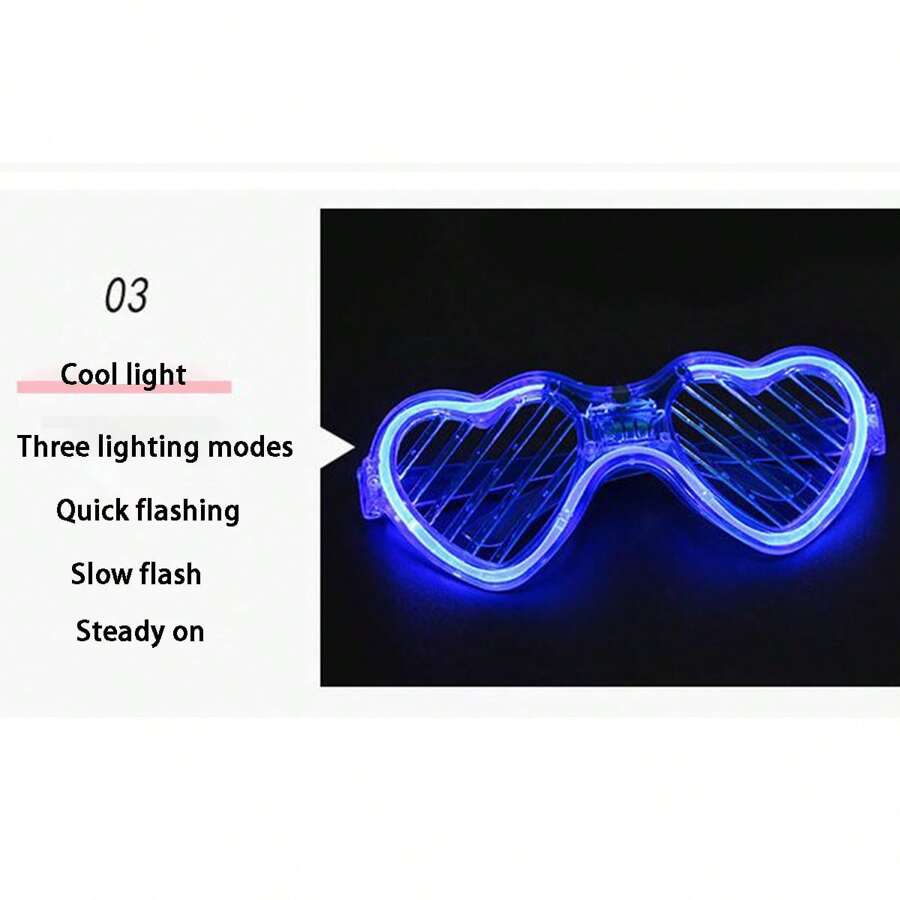 Led發光心形眼鏡,冷光 - 藍色 - 查看 1