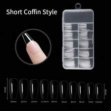 Short Square Almond Coffin Nail Tips - 100Pcs/Box Clear Soft Nail Tips Full Cover Gel Nails False Nails Pre-Shaped Acrylic Press On Nails For Extensions Easy For Home DIY Nail Salon