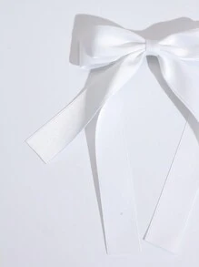 1个亮面缎带蝴蝶结大号发夹，适合女性日常佩戴、派对、节日等场合，可爱情人节款，发夹、发卡、蝴蝶结、发饰、头饰、发卡，夏季、假日、旅行、派对、生日等场合适用。 - 白色 - 查看 4