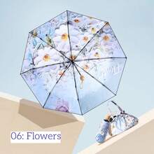 1 Miếng Cao-kết thúc Hai lớp In Ô dù , Có thể mang đi Và Gấp lại Với Thiết kế hoa , Chống tia cực tím Sự bảo vệ Upf50 + Đối với mặt trời Và Mưa , Sành điệu Và Thanh lịch Với A Phù hợp Mang Cái túi , In Màu hồng Và Màu xanh lá - Ô dù cầm tay bằng gỗ in 2 lớp - Xem 13