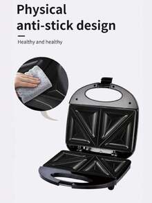 tostador de pan Tostadora para hornear pan, máquina de desayuno uso domestico,Sandwich Panini Maker Máquina de queso a la parrilla Tortillas de atún para derretir superficie antiadherente, 2 rebanadas,Sandwichera para 2 Piezas Placas Antiadherente - Negro - Ver 5