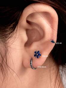 Toppiercing 1 Miếng Đúng mốt Vi mô Dát Dạng hình tròn Hoa tai Với Hoa Hình dạng & Hình thuẫn Hình dạng Thép không gỉ Quán bar , Đồng Dát Đối với Xuyên - Bạc - Xem 5