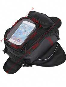 Mochila magnética del bolso del tanque de la motocicleta, bolso universal del tanque de aceite de la silla de montar de Oxford del bolso impermeable de la correa de la moto Depósitos de combustible - Negro - Ver 2