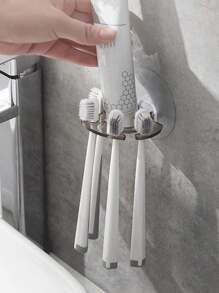 1/2pcs Clear Toothbrush Storage Rack, Wall Mounted Toothbrush Holder For Bathroom Bathroom Accessories - Multicolor - View 1