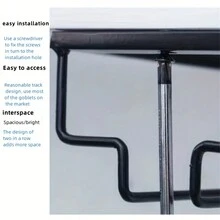 1入創意倒置無毀空穿酒杯架，3槽設計，壁掛式酒杯架，在櫥櫃下方掛式酒杯架，可倒置咖啡杯架，可用於廚房餐廳高腳杯存放和分類，家居廚房配件 - 黑色 - 查看 11