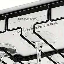 1入創意倒置無毀空穿酒杯架，3槽設計，壁掛式酒杯架，在櫥櫃下方掛式酒杯架，可倒置咖啡杯架，可用於廚房餐廳高腳杯存放和分類，家居廚房配件 - 黑色 - 查看 7