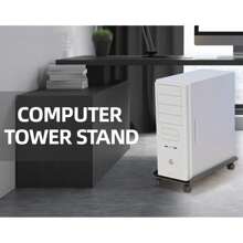 Computer Tower Stand, Adjustable Mobile CPU Stand, Ventilated PC Tower Stand CPU Holder With Rolling Caster Wheels, Steel PC Floor Cart PC Riser Fits Most PC For Gaming Office Desk Accessories - Black - View 5