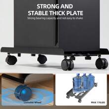 Computer Tower Stand, Adjustable Mobile CPU Stand, Ventilated PC Tower Stand CPU Holder With Rolling Caster Wheels, Steel PC Floor Cart PC Riser Fits Most PC For Gaming Office Desk Accessories - Black - View 3