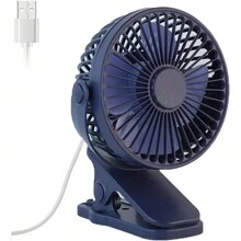 Ventilador portátil con clip, ventilador de escritorio de 6 pulgadas, pequeño y silencioso, ventilador de cochecito con abrazadera resistente de 3 velocidades - Azul - Ver 1
