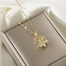 Elegante Lotus Zirkonia Anhänger Kette, Geburtstagsgeschenk für Frauen und Männer, Familie und Freunde
