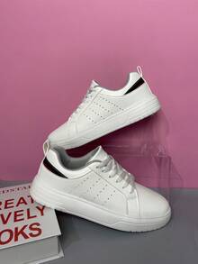 2024熱風透氣白色男士運動鞋,夏季休閑韓國流行鞋,不臭腳,日式風格流行時尚春夏運動休閑低鞋 - 白色 - 查看 7