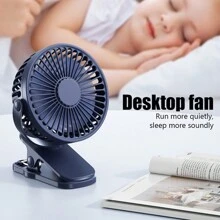 Ventilador portátil con clip, ventilador de escritorio de 6 pulgadas, pequeño y silencioso, ventilador de cochecito con abrazadera resistente de 3 velocidades - Azul - Ver 2