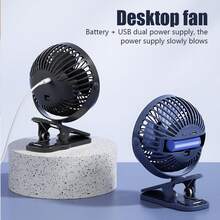 Ventilador portátil con clip, ventilador de escritorio de 6 pulgadas, pequeño y silencioso, ventilador de cochecito con abrazadera resistente de 3 velocidades - Azul - Ver 3
