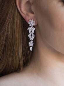 1 par de pendientes de gota con estrella de circonita cúbica de lujo para mujeres, para boda, compromiso, aniversario, fiesta, joyería, regalo del Día de San Valentín - 1# - Ver 2