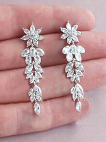 1 par de pendientes de gota con estrella de circonita cúbica de lujo para mujeres, para boda, compromiso, aniversario, fiesta, joyería, regalo del Día de San Valentín - 1# - Ver 3
